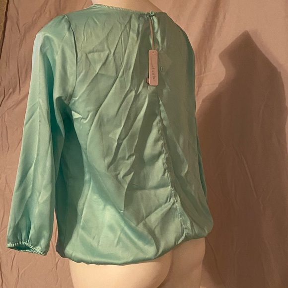 CHARLIE mint green silk blouse - Picture 3 of 4